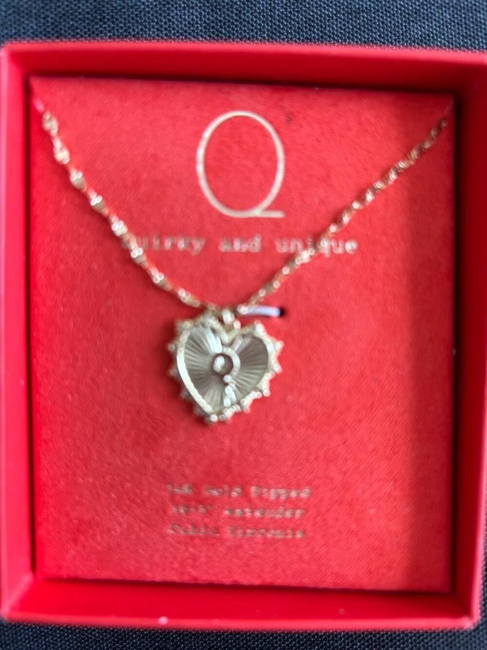 A New Day Q Quirky and Unique 14K Gold Dipped Heart 16in + 3in Ext Cubic Zirconi